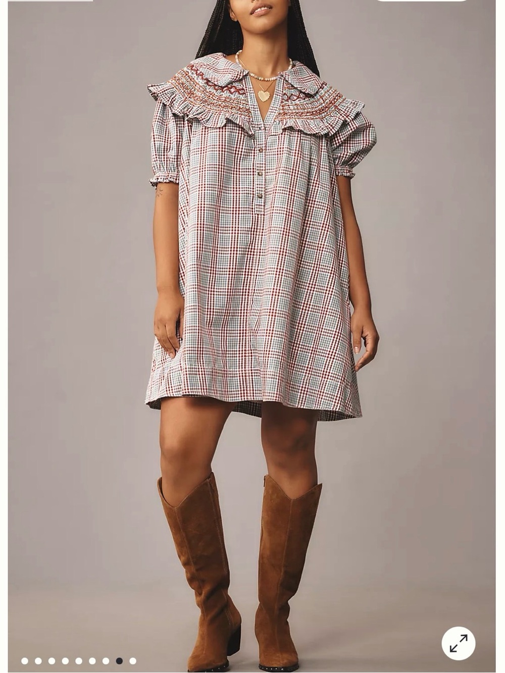 Pilcro Short-Sleeve V-Neck Smocked Babydoll Mini Dress XL